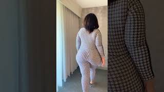 Curvy Plus Size Model Ingrid Smith Try On Haul Houndstooth Pattern Outfit