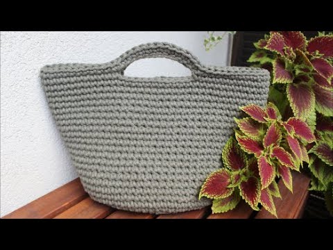 torebka kosz z dużym okrągłym dnem / crochet basket bag