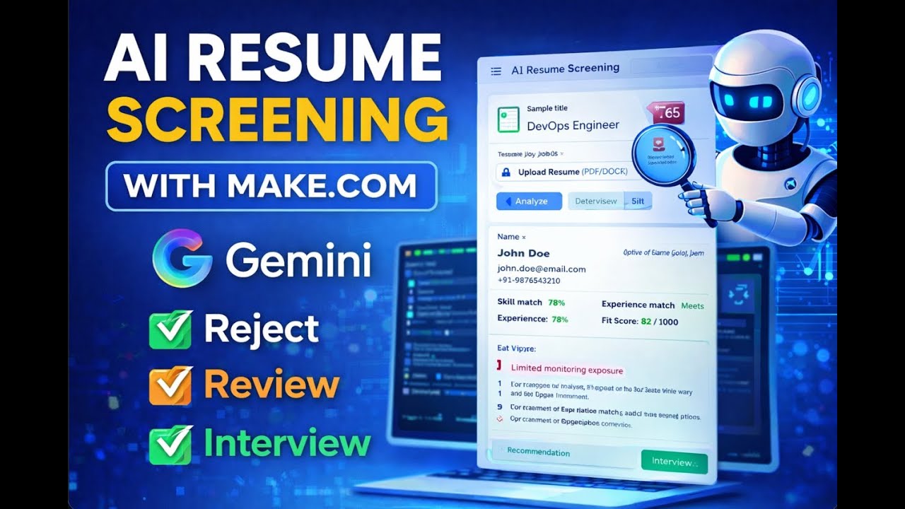 Make.com AI resume screening automation workflow diagram