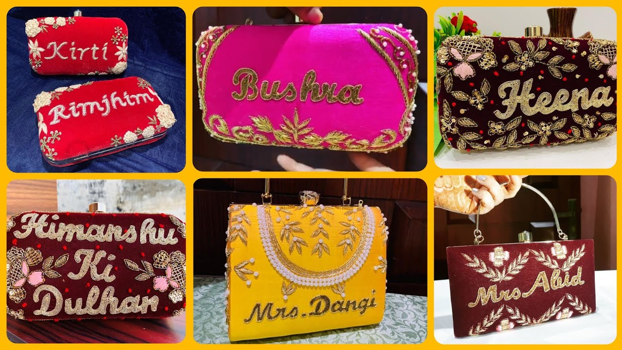 Customized Name clutches Bride Groom names on clutches Beautiful