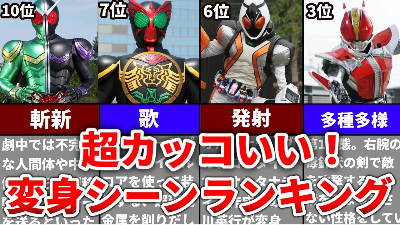 22年最新版 超チート級 カッコいい仮面ライダー変身シーンランキングtop10 Youtube
