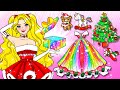 [🐾paper diy🐾] Rapunzel Rainbow Makeup Christmas Party Prom Dress | Rapunzel Compilation 놀이 종이