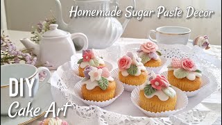 BEAUTIFUL cupcakes for Teatime!HOMEMADE Sugar Paste Decor  CAKE ART  DIY | Calm & Silent Video
