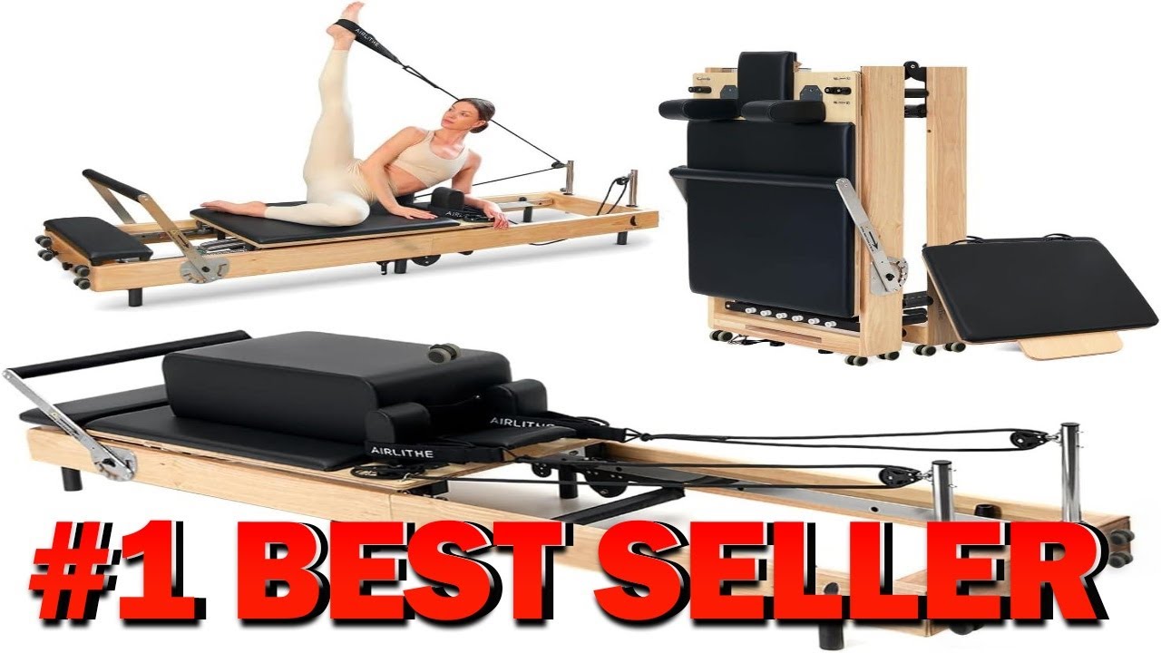 Складной тренажер для пилатеса Airlithe | Реформер с деревянной рамой и струнами - B0DH14CGJS