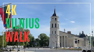 【4K】 60fps Lithuania Vilnius Walk - Morning on UNESCO Old Town Streets with City Sounds &amp; Captions