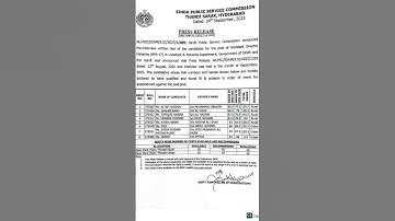 SPSC Interview Result Announced For The Post Of Assistant Director Fisheries (BPS-17)In Sindh