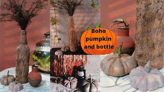 diy boho pumpkin | diy boho bottle | boho fall decor