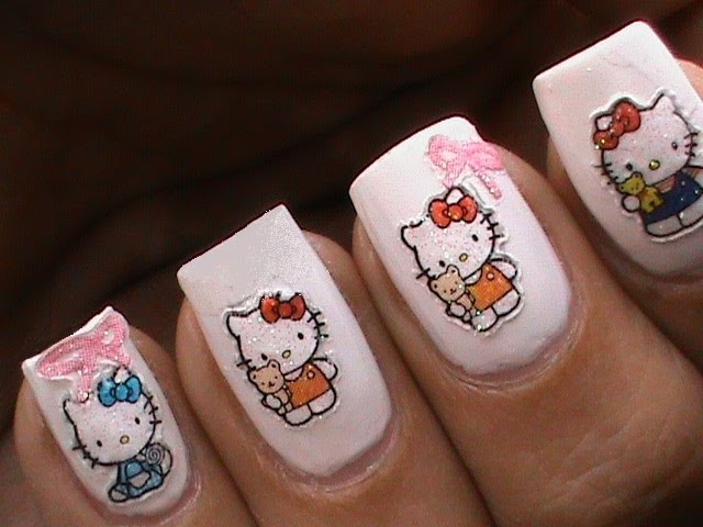 hello kitty sticker nails lv pink