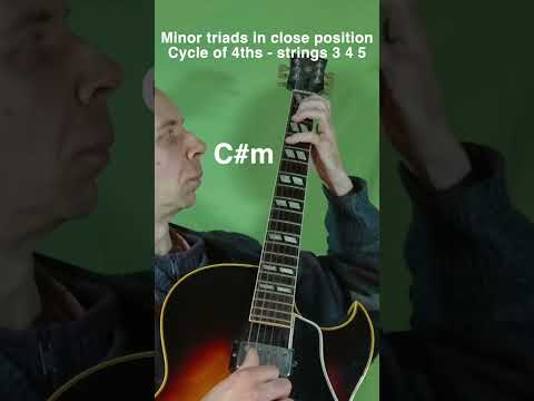 Minor triads in close position through the cycle of 4ths on strings 3 4 5 #guitar #guitarpractice
