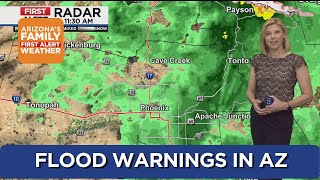 Flood warnings around Arizona, rain in the Valley