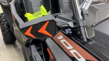 Kemimoto Side Mirror Install Location with Polaris Lock and Ride Windshield