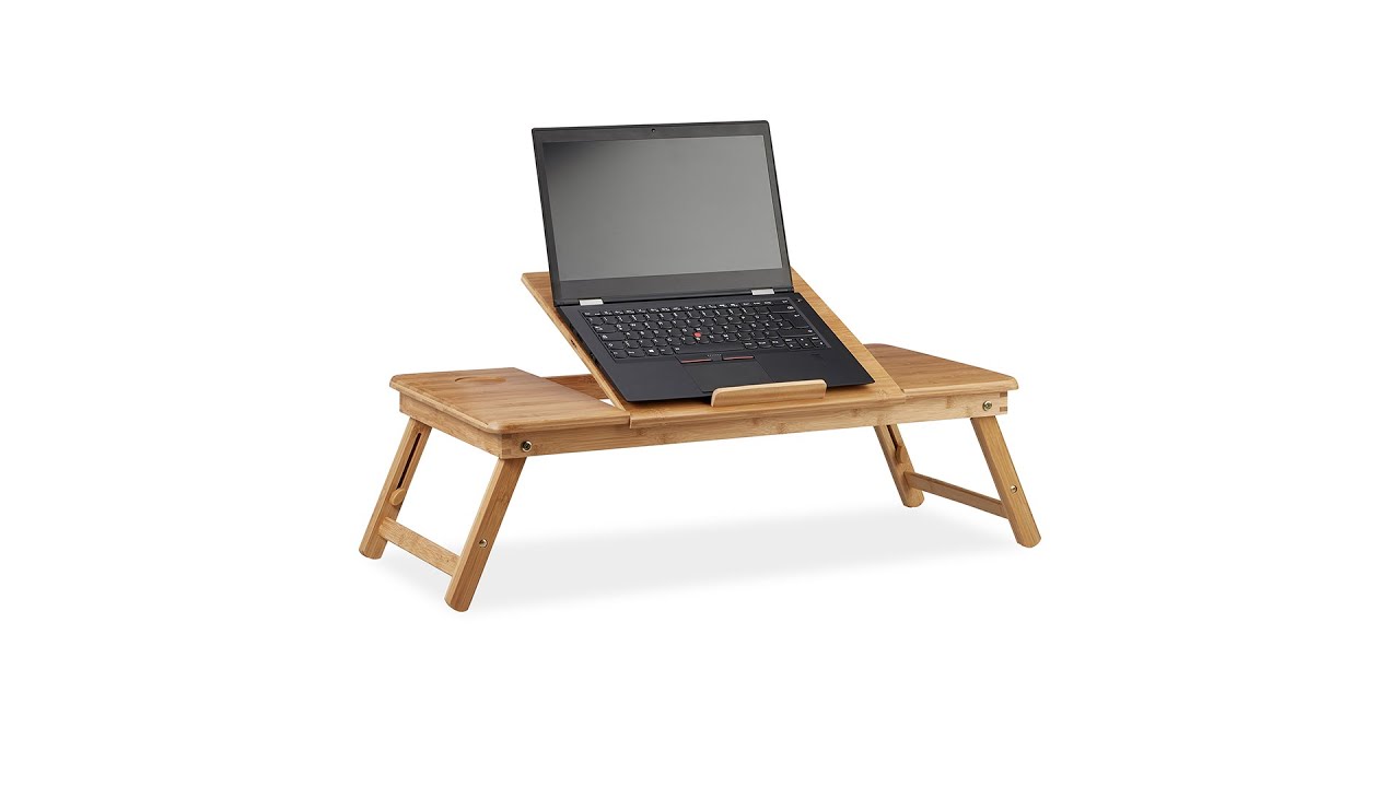 Tavolino Regolabile Per Laptop Da Divano O Letto - In Bambù Con Cassetto E Mouse Pad - Foto 10