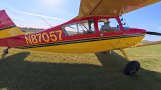 Crosswind grass strip landings in Wahpeton.