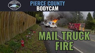 Mail Truck Catches Fire in Collision