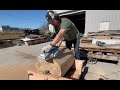 Turning a big white oak base for a 60 dining table without a lathe