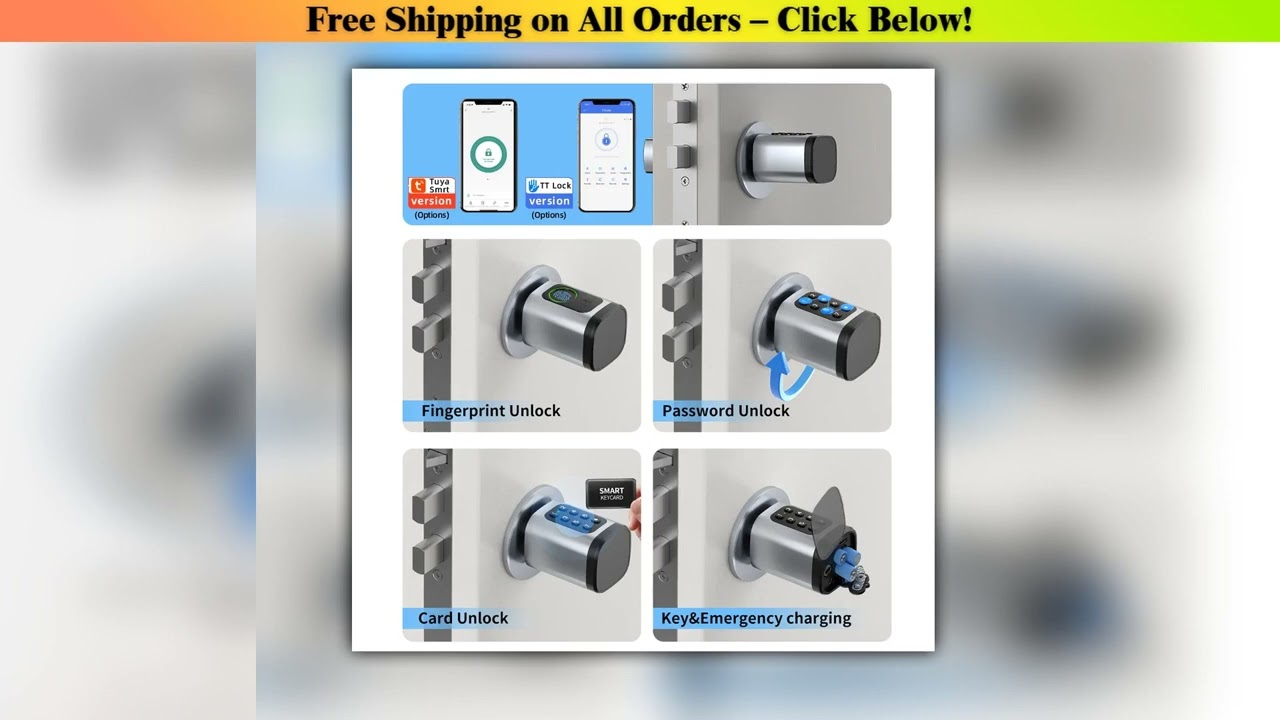 RAYKUBEV1 Tuya BLE TT Lock Smart Electronic Door Lock with DIY Cylinder Core Fingerprint APP Keys