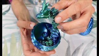 3D Printed Crystal Dragon With Egg Case Review - Green Blue