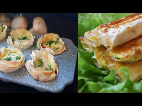 2 рецепта из лаваша. Корзиночки с лаваша/Трубочки из лаваша с яйцом и сыром