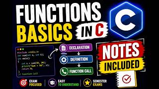 3.1 Function Declaration, Definition and Function Call in C | Most Asked Question | Telugu