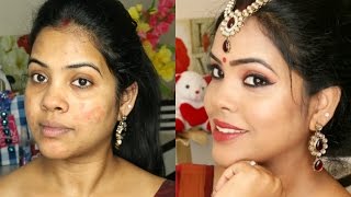 Traditional Indian Festive Saree Makeup Look/Durga Puja/Navratri//Indian Brown Skin screenshot 4