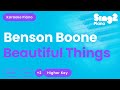 Benson Boone - Beautiful Things (Higher Key) Karaoke Piano