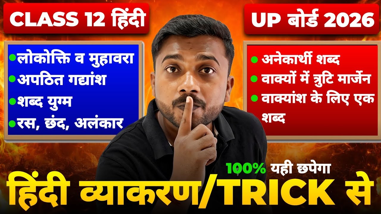 12th हिन्दी व्याकरण UP Board 2026 | 12th Hindi Complete vyakaran | 12th Hindi Grammar 