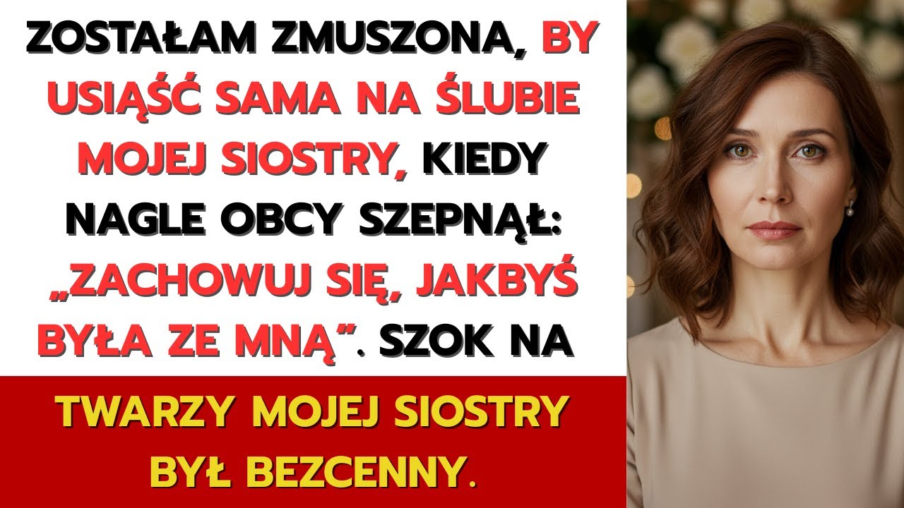 Zmuszona siedzieć sama na ślubie siostry — wtedy obcy powiedział: „Zachowuj się, jakbyś była ze mną”