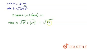 The max. and min. values of 8 cos theta - 15 sin theta are ……………. and ……… | CLASS 12 | TRIGONOME...