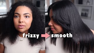 how i straighten my natural curly hair *NO FRIZZ*