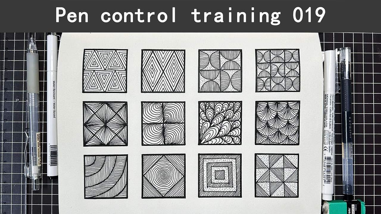 Pen control training 019 | Easiest Zentangle pattern | 控笔 | 禅绕画 | drawTiger