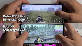 Snapdragon 732 vs Dimensity 1000 Plus Speed test Gaming comparison PUBG! Poco X3 vs Redmi K30 Ultra