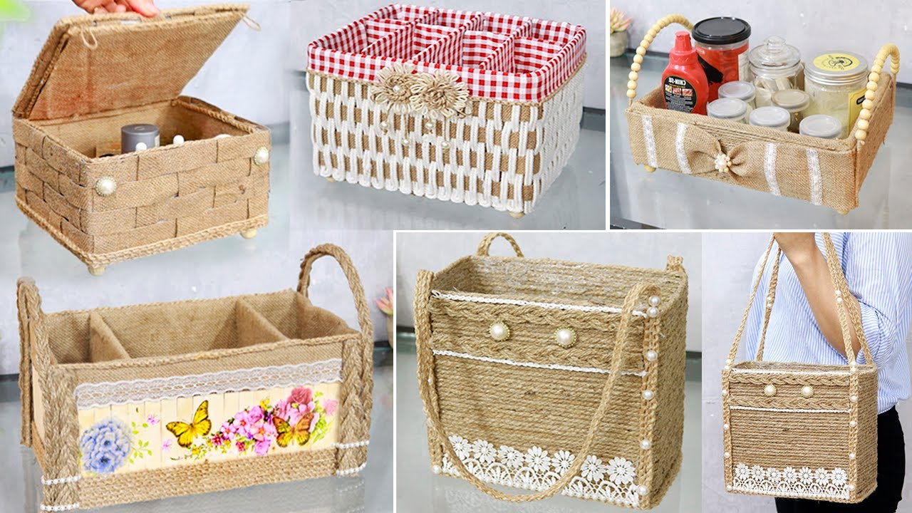 Beautiful but low cost ! 5 Basket Craft Ideas from Waste Cardboard Box YouTube