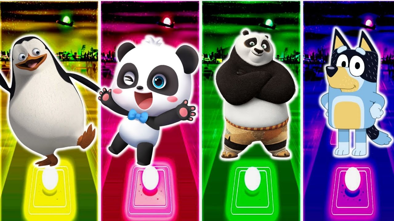 Panda In Bluey Madagascar 🆚️ Baby Bus 🆚️ Panda Kung Fu 🆚️ Bluey Bingo ⚪️ Tiles Hop Edm ...