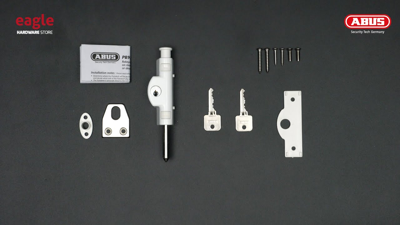 [145] ABUS PB92 37 Patio Door Bolt, Sliding or Swing Door Lock White