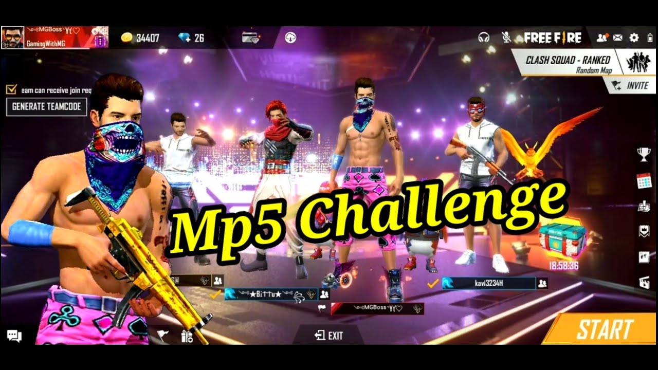 Mp5 Gun Challenge in Clash Squad Ranked | Rush GamePlay | Mp5 Challenge | Gaming With MG