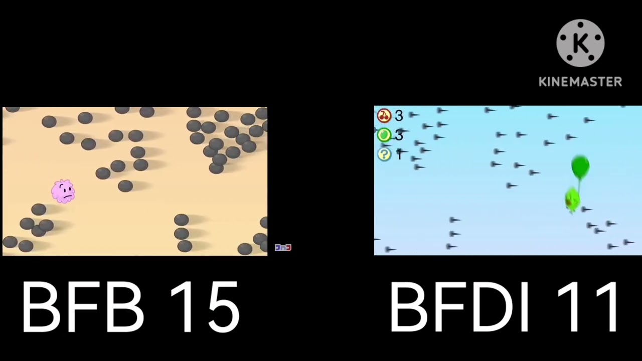 BFB 15 The Four Is Lava vs BFDI 11 Lofty dodge spike scene