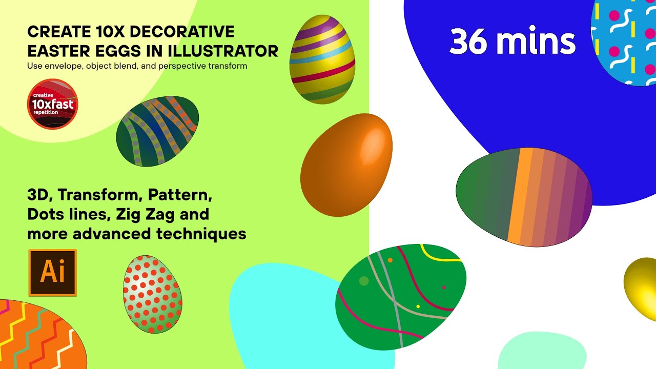 Create 10x Decorative Easter Eggs in Illustrator. - YouTube
