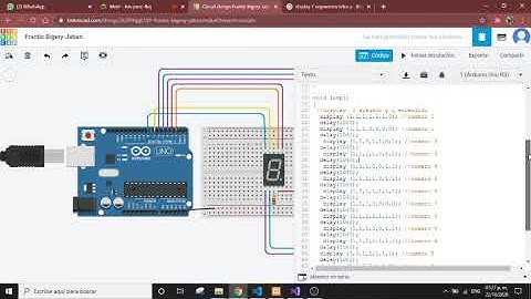 140 Contador de 0 a F con display de 7 segmentos usando Arduino y Tinkercad