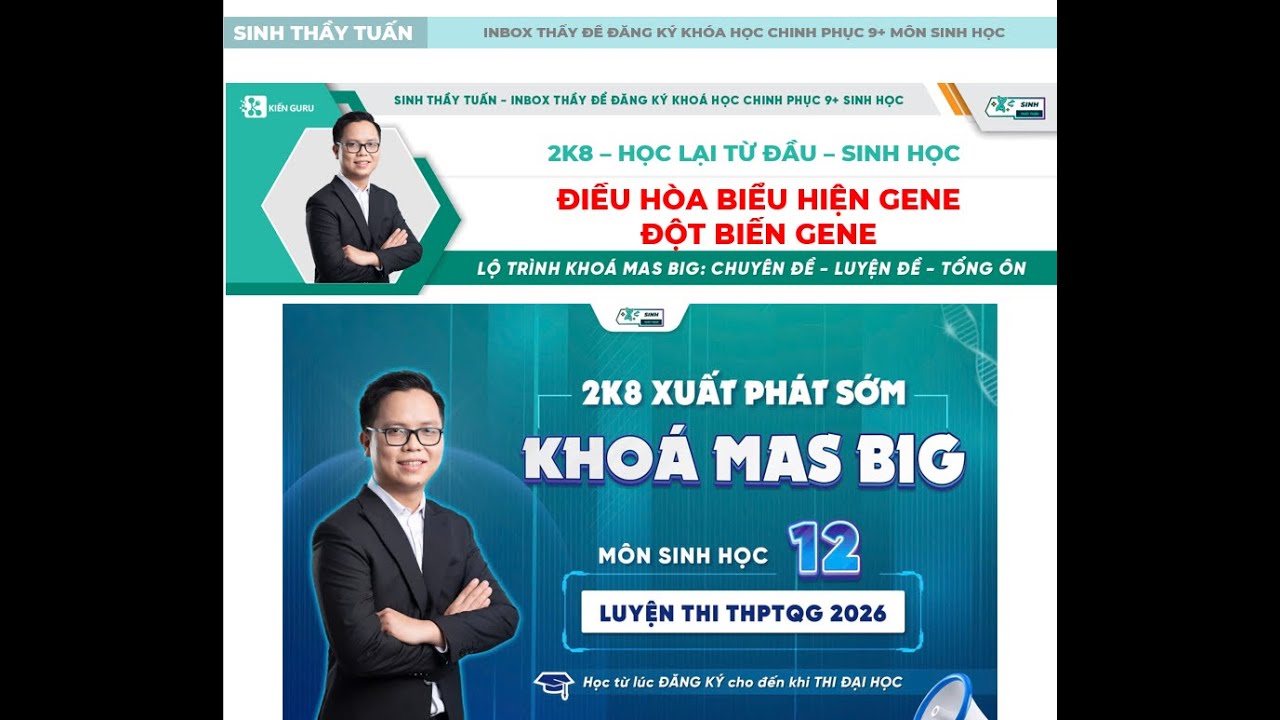 ĐIỀU HÒA BIỂU HIỆN GENE VÀ ĐỘT BIẾN GENE || HỌC LẠI TỪ ĐẦU - BUỔI 3