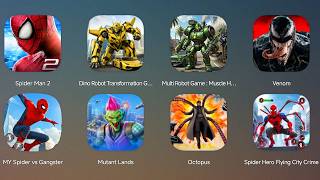The Amazing Spider-Man 2,Dino Robot Transformation,Multi Robot Game,Venom,Spider Hero Flying City screenshot 4