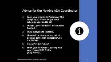 ADA Part 15: Advice for the Newbie ADA Coordinator