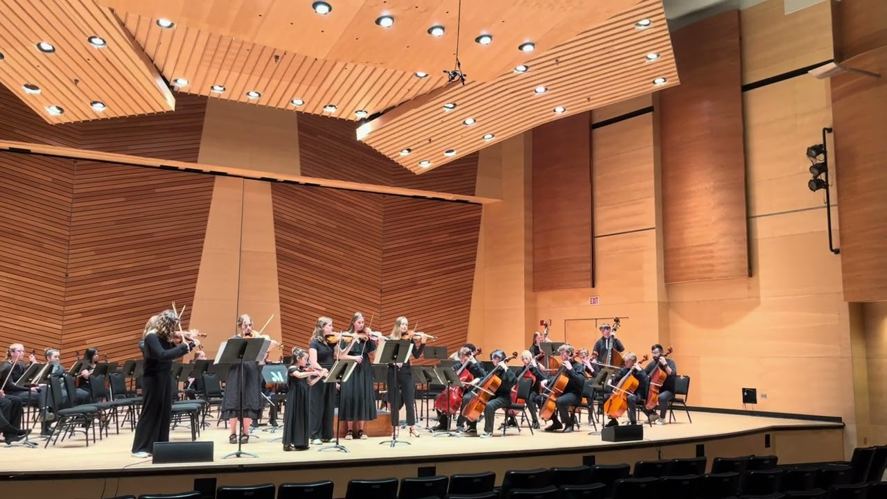 Roaring Fork Youth Orchestra, Bach Double - warming up for concert at Harris Concert Hall