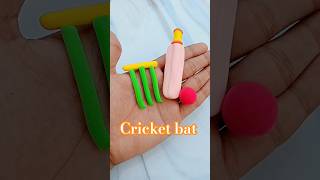 DIY Cute 💞 Super clay cricket bat, boll and stamp making.🏏🌿#shorts #cricket #funny #clay