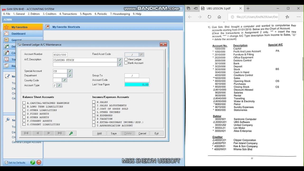 2. UBS LESSON 3 Cont Create Chart of Account YouTube Chart Of Account In Ubs