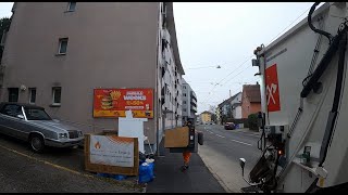 Garbage Truck In Action Trash Collection Drive