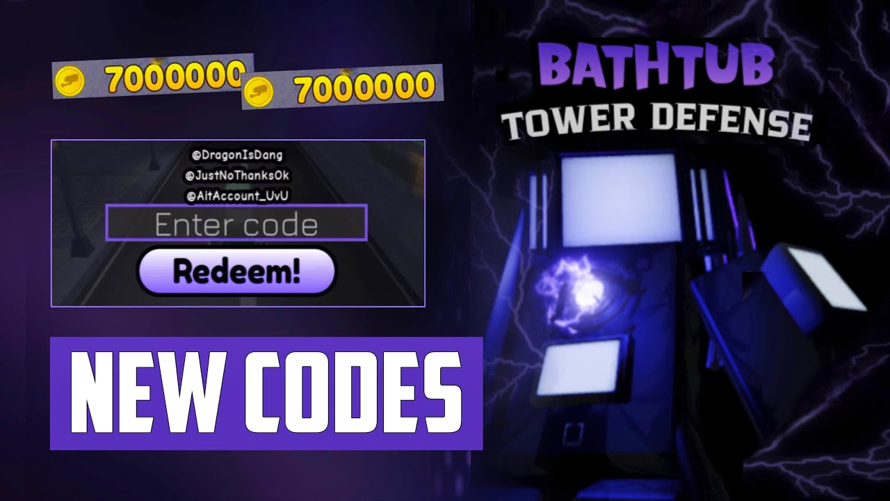 NEW* ALL WORKING CODES FOR BATHTUB TOWER DEFENSE! ROBLOX BATHTUB TOWER  DEFENSE CODES! 