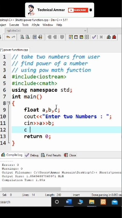#39 How to Calculate Power of a Number in C++| C++ Tutorials | C++ ...