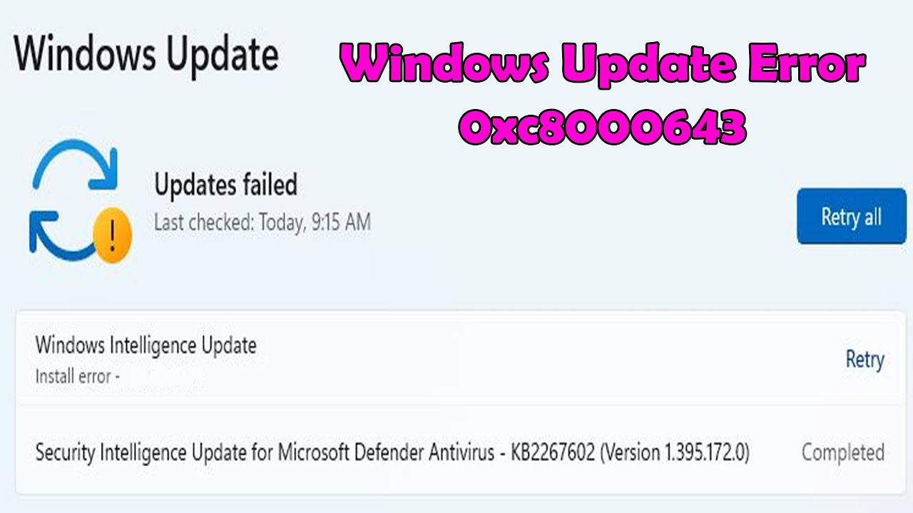 How to Fix Windows Update Error 0xc8000643 - Simple Solutions - YouTube