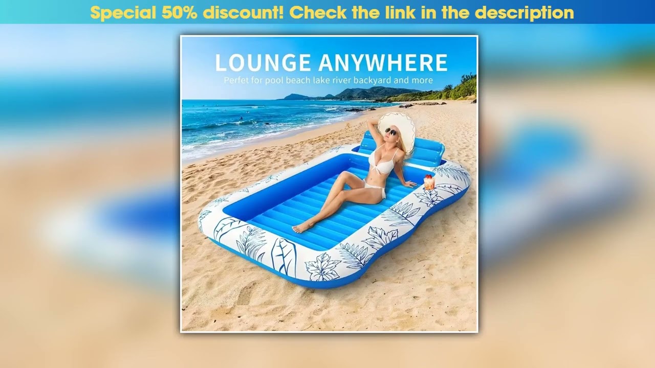 Israeli Double Inflatable Pool Float Mattress 214X145Cm Blue White Extra Large Floating Beach