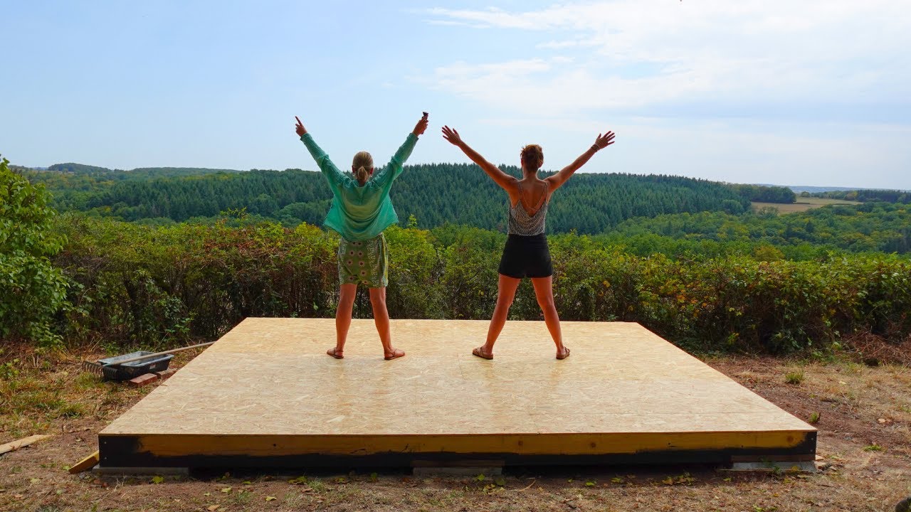 #51 Insulating the Tiny Cabin Floor in the French Countryside | Friends, Nature & Off-Grid Living